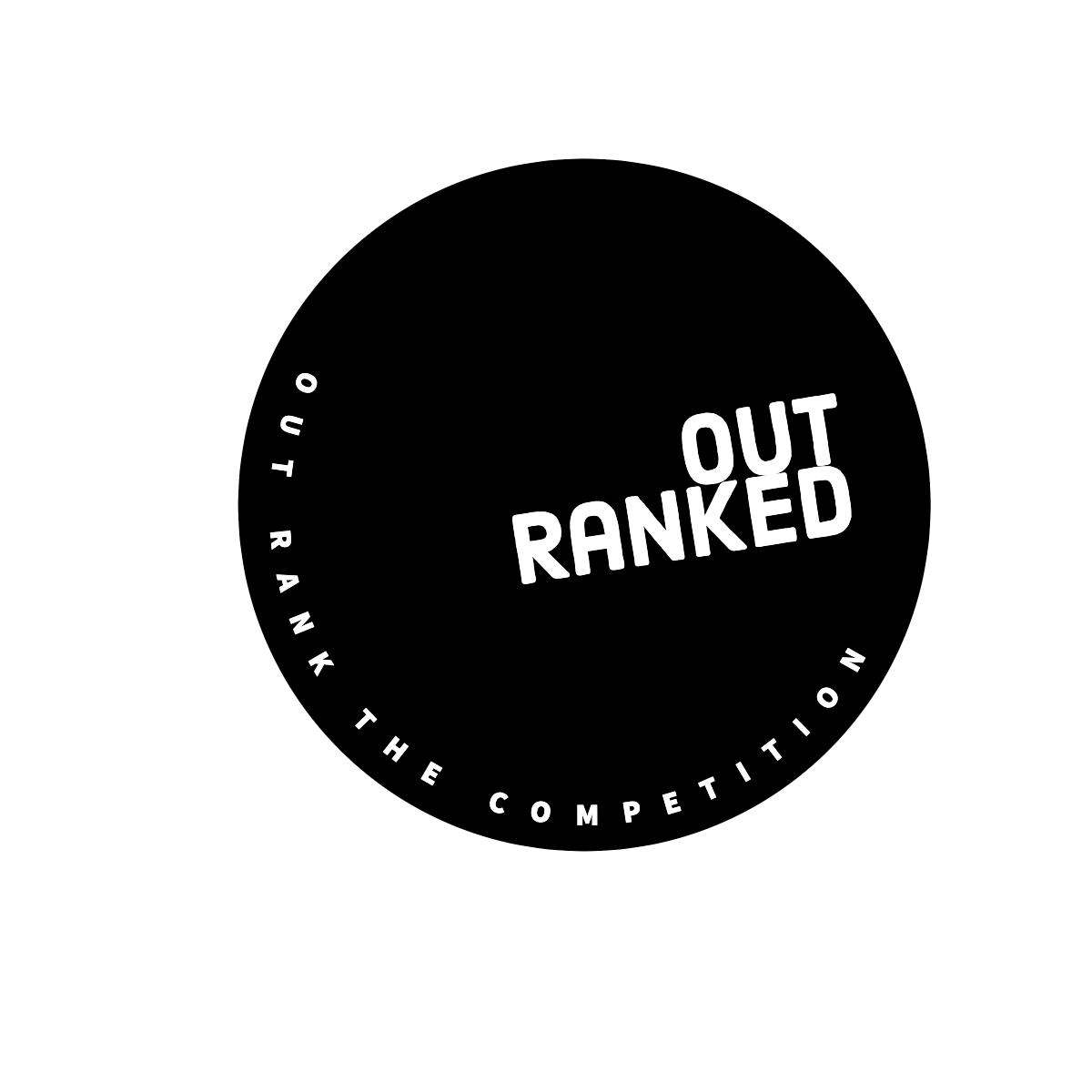 Out Ranked Logo on black displaying "Out rank the competition"